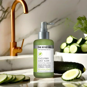 Cucumber lotion from The Body Shop, designed to nourish and hydrate dry skin with organic ingredients.
