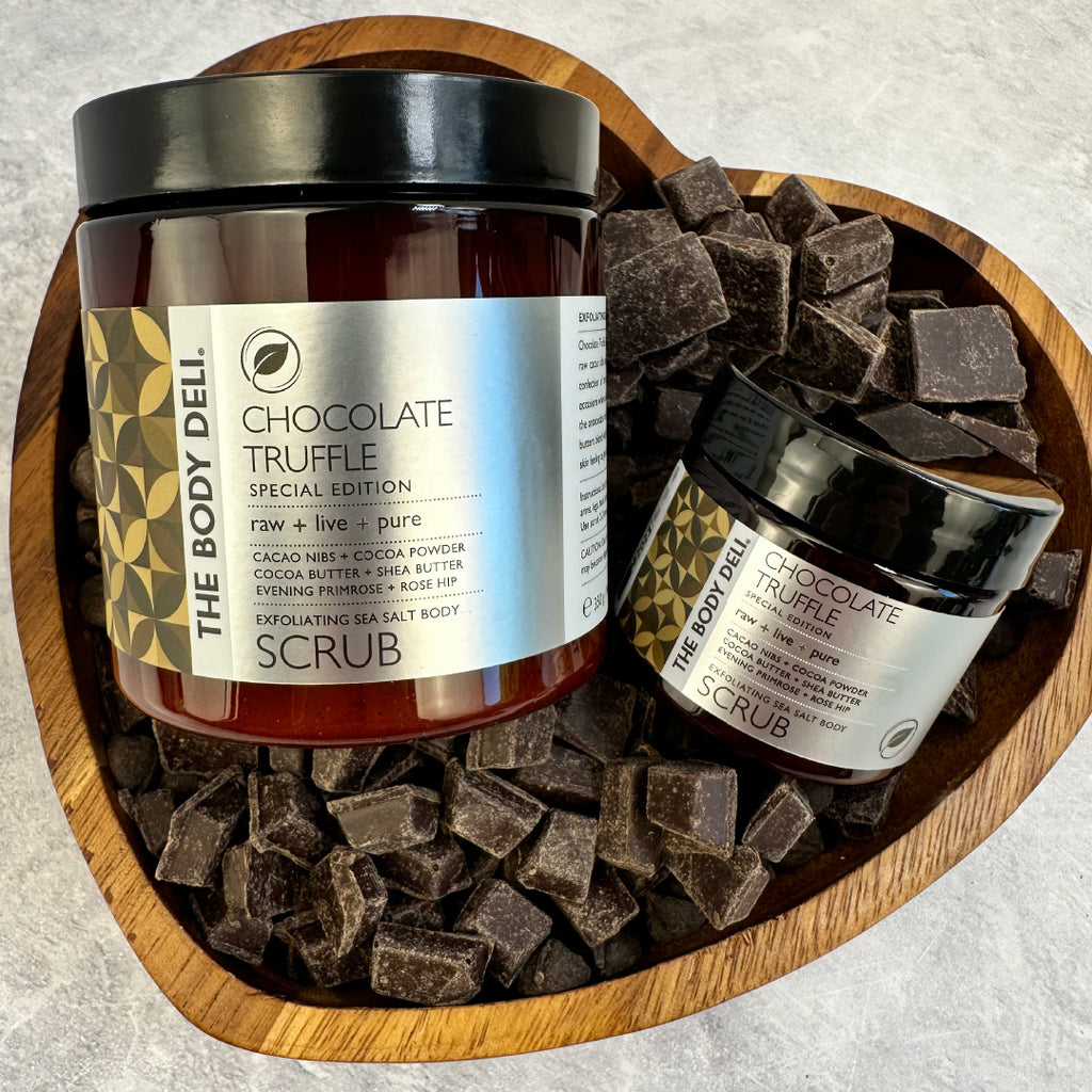 Chocolate Truffle Body Scrub, Organic Chocolate Body Scrub, Exfoliate