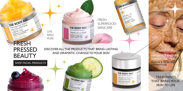 A collection of skin care products, including creams, serums, and lotions, presented in an organized manner for easy viewing.