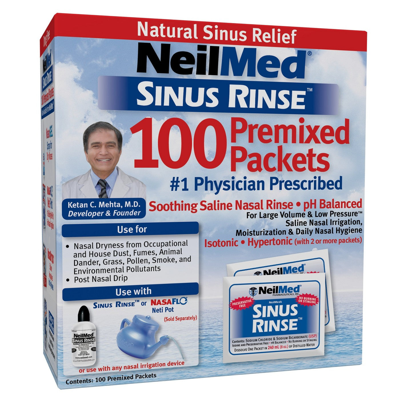 100 Sinus Rinse Premixed Packets by NeilMed