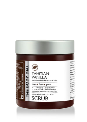 A luxurious scrub featuring Tahitian vanilla and coconut oil, perfect for nourishing and hydrating the skin.