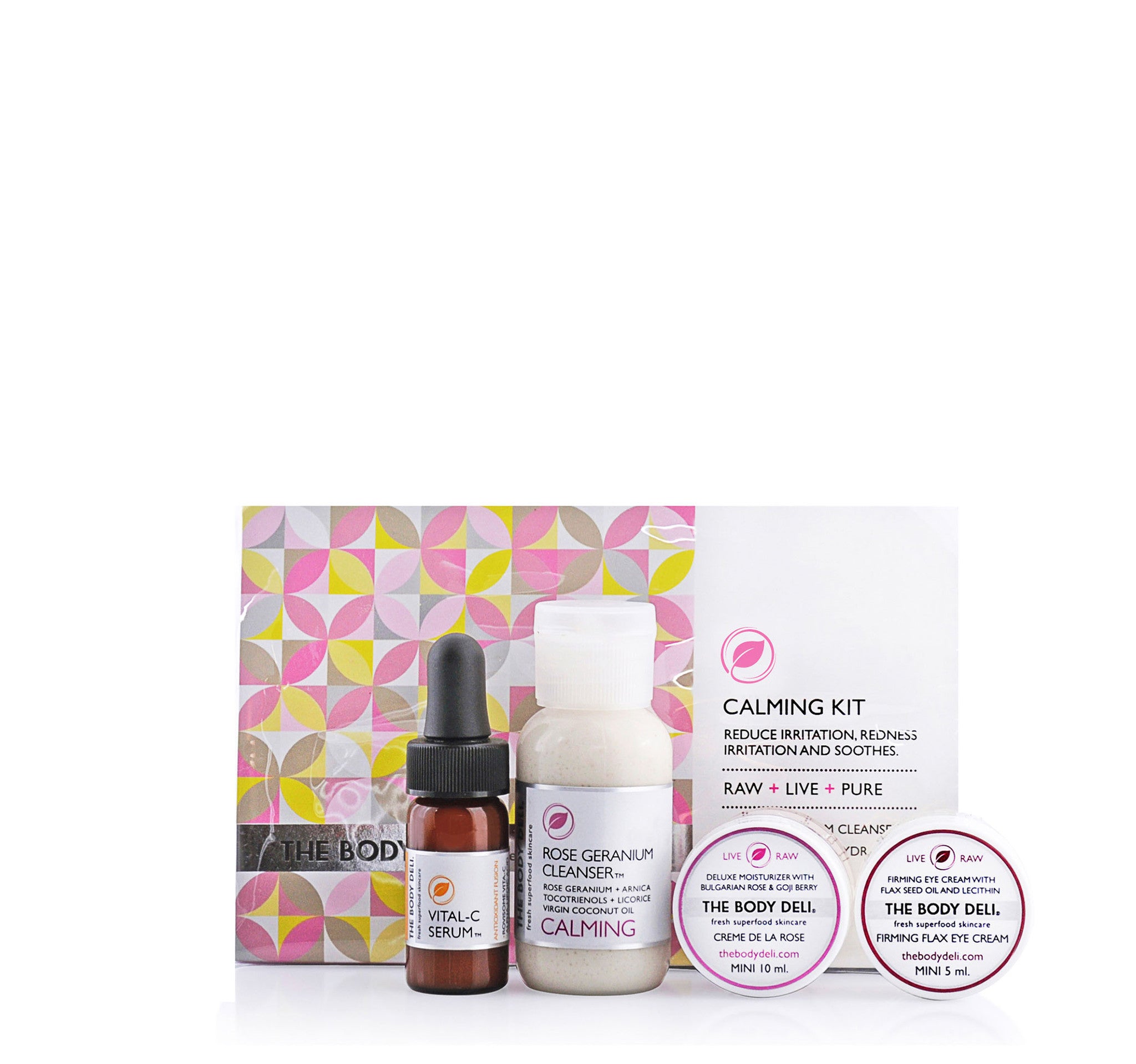 The Body Deli Calming Facial Mini Kit, Rose Geranium Cleanser, Flax Eye ...